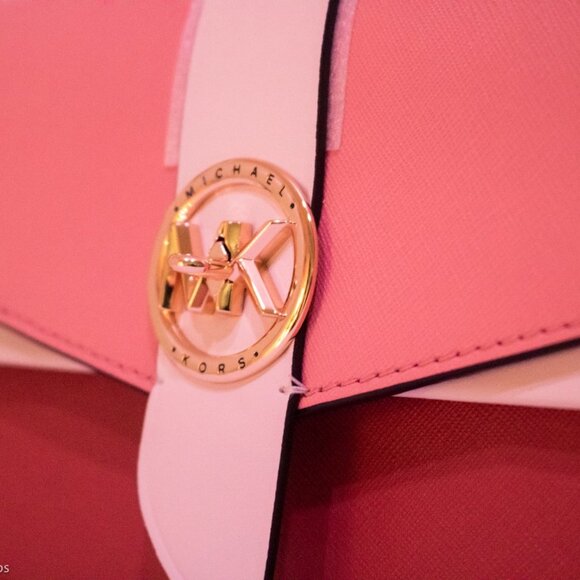 NWT Small Greenwich Michael Kors gold cinnamon pink hot pink crossbody - Picture 4 of 10